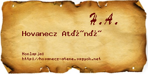 Hovanecz Aténé névjegykártya
